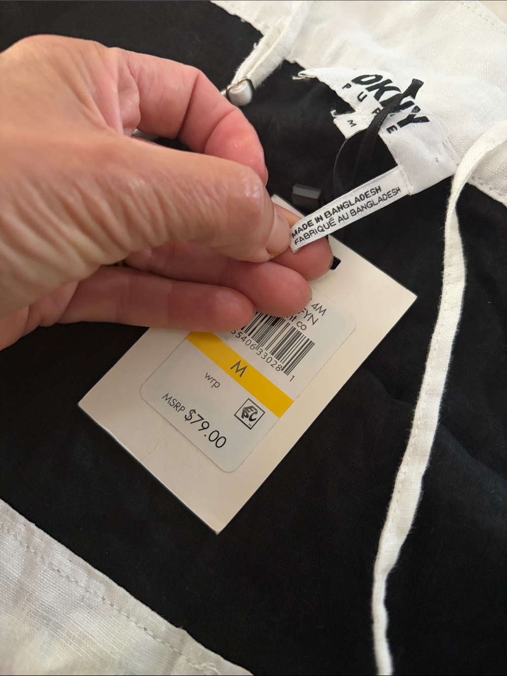 DKNY Black and White Spaghetti Strap Colorblock Camisole - Picture 3 of 5